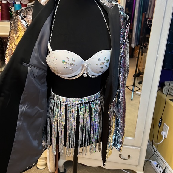 EUC Unisex Silver Sequined Blazer/Coat - Picture 16 of 16